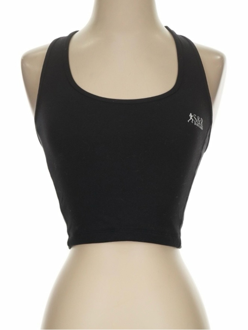 Sporty & Rich Active Black Scoop Neck Crop Tank Size XS